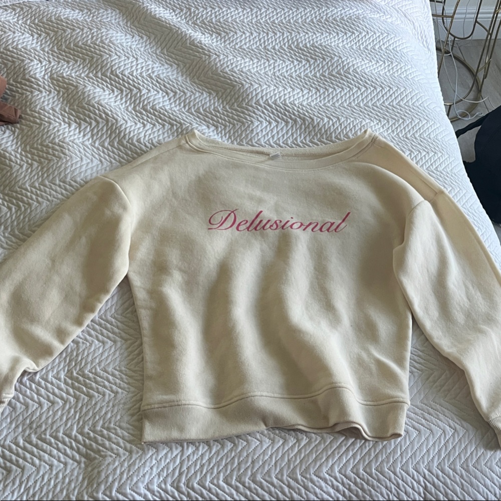 Delusional off the shoulder hoodie